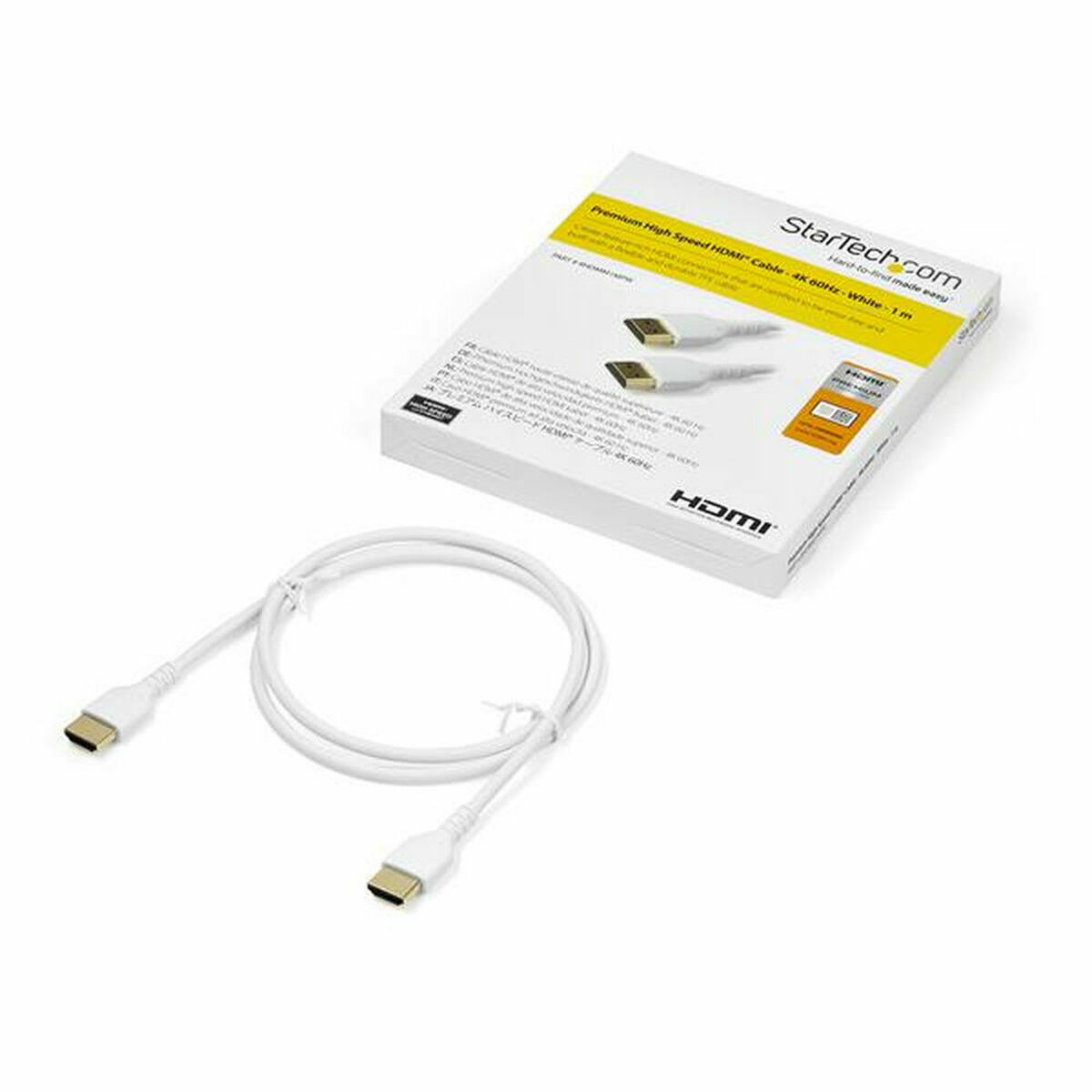 Kabel HDMI Startech RHDMM1MPW Vit 1 m 4K Ultra HD